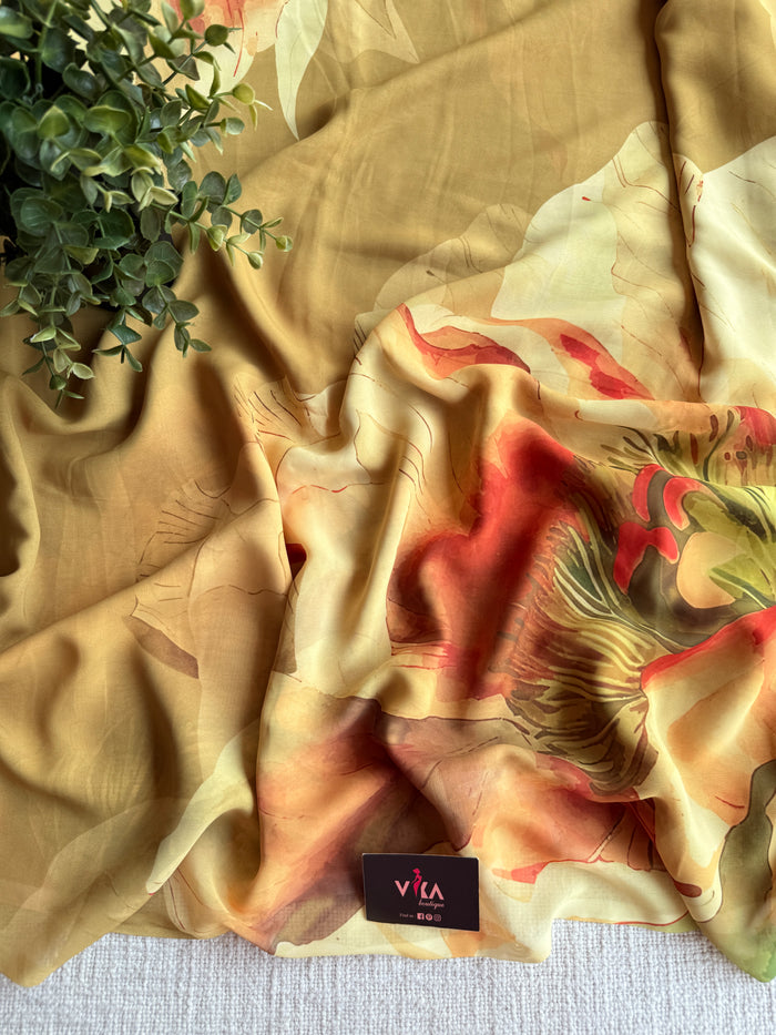 Floral printed georgette saree