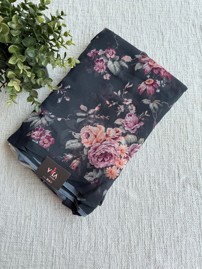Floral printed georgette saree
