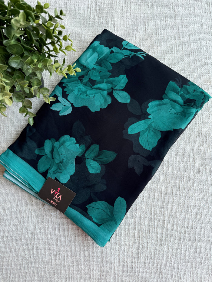 Floral printed georgette saree