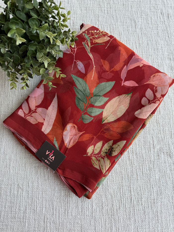 Floral printed georgette saree