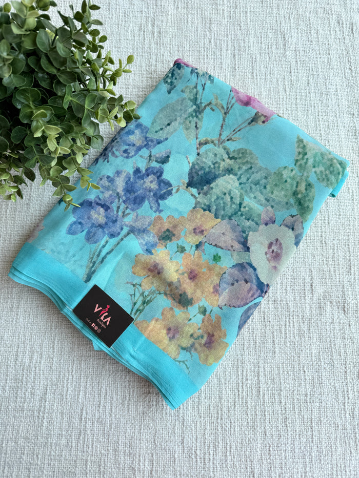 Floral printed georgette saree
