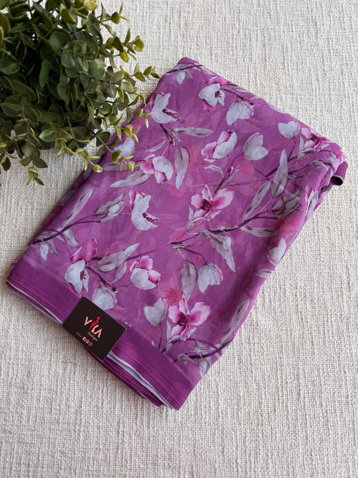 Floral printed georgette saree