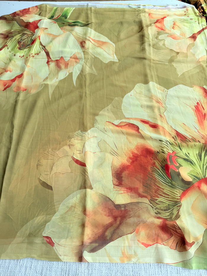 Floral printed georgette saree