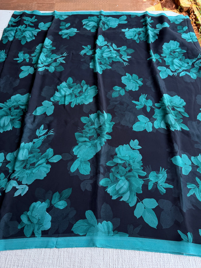 Floral printed georgette saree