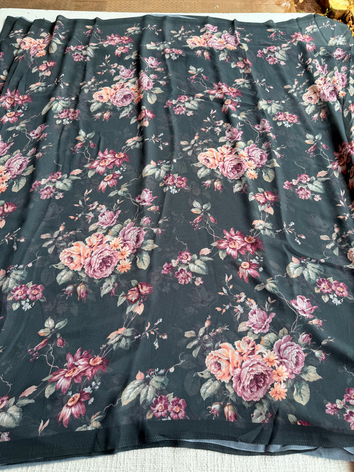 Floral printed georgette saree
