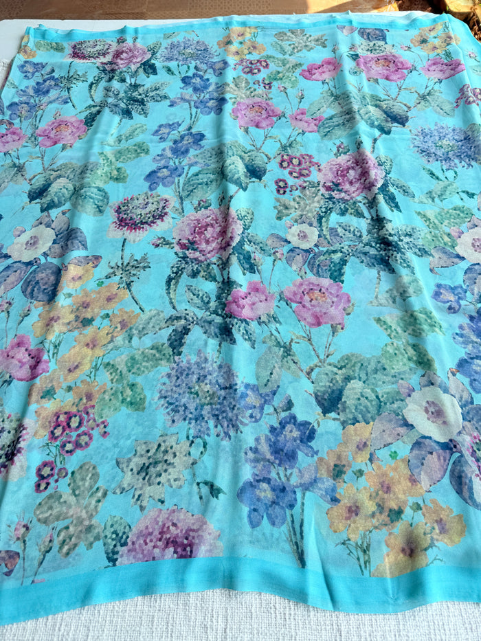 Floral printed georgette saree