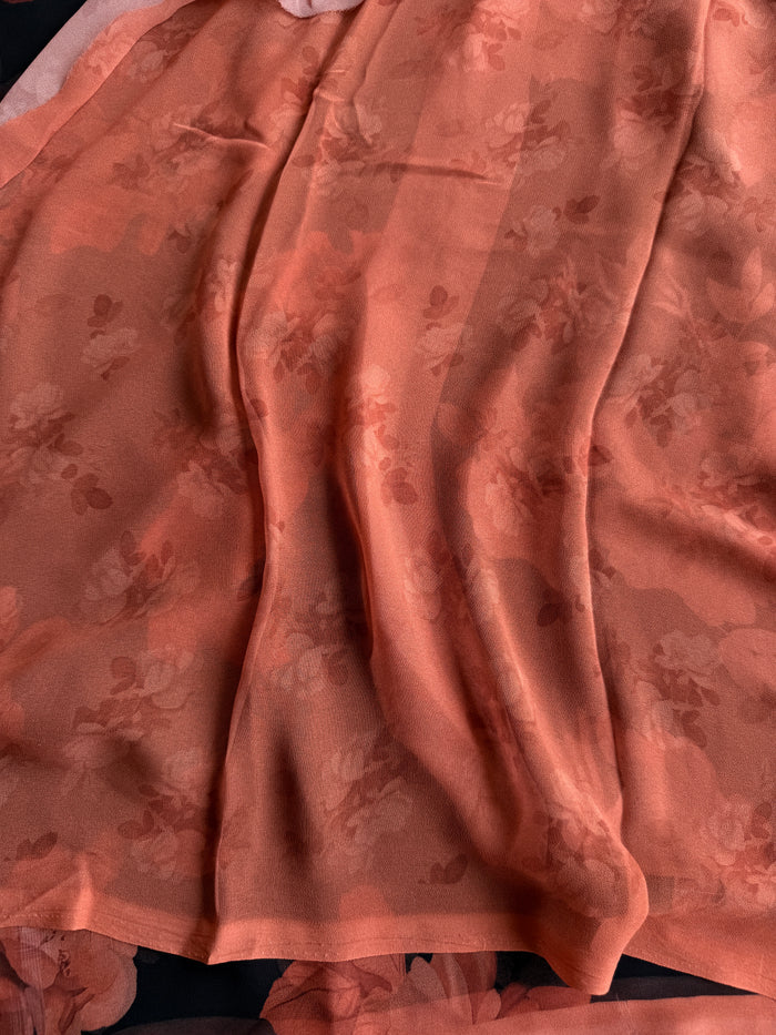 Floral printed georgette saree