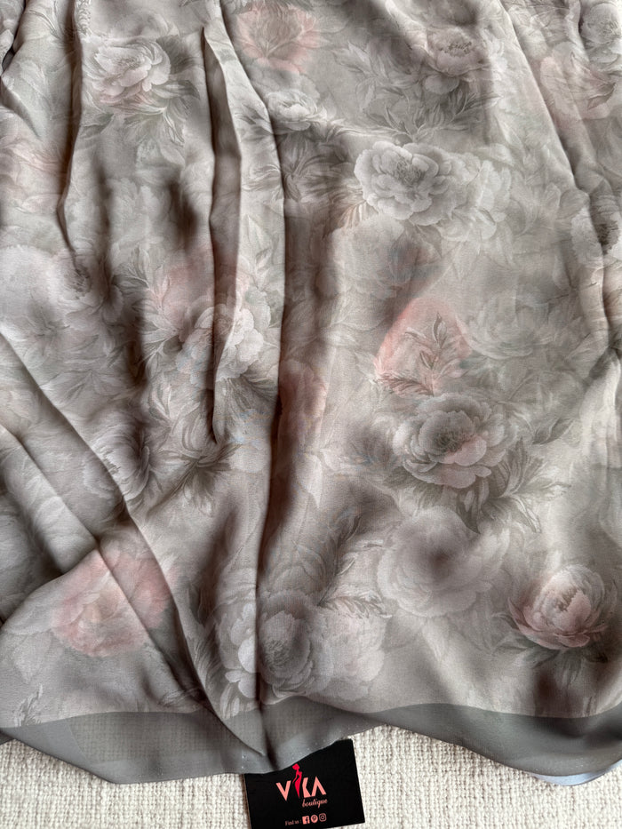 Floral printed georgette saree