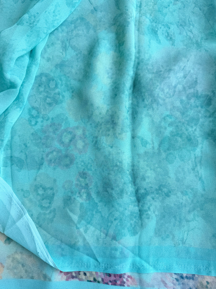 Floral printed georgette saree