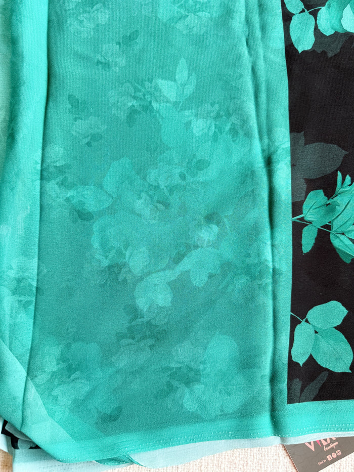 Floral printed georgette saree