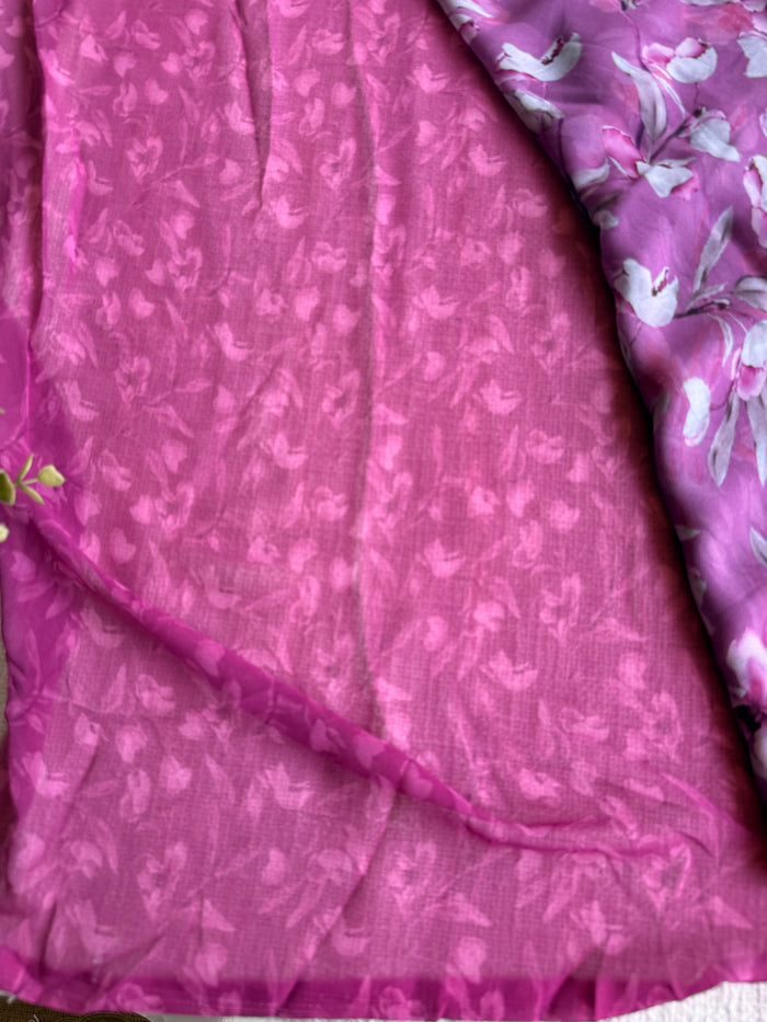 Floral printed georgette saree