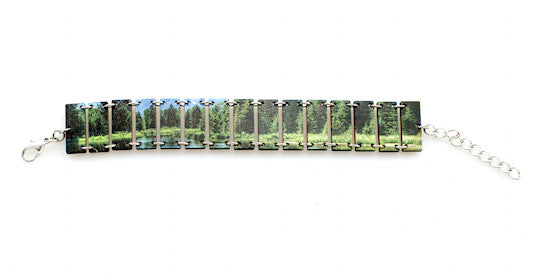 Forest treeline laser-cut wood bracelet, made in USA