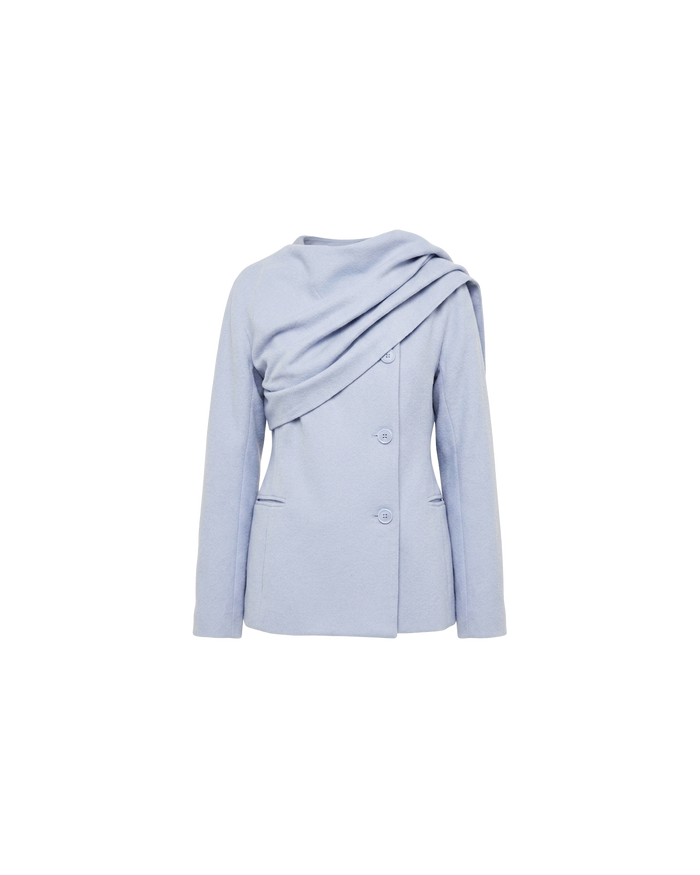 FREYA SCARF COAT POWDER BLUE