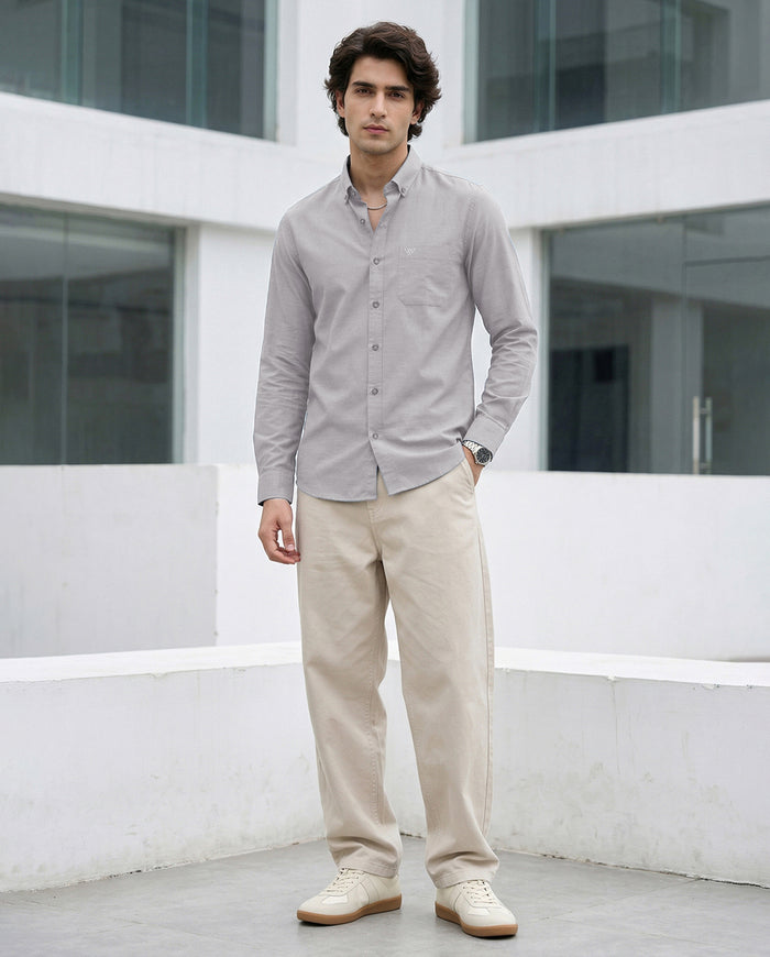 Full-Sleeve Breeze Linen Shirt in Greige