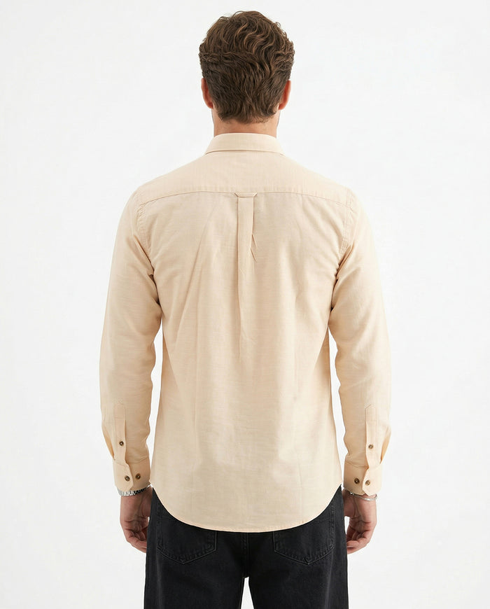 Full-Sleeve Breeze Linen Shirt in Sand Beige