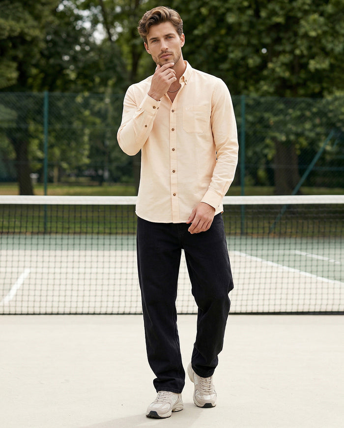 Full-Sleeve Breeze Linen Shirt in Sand Beige