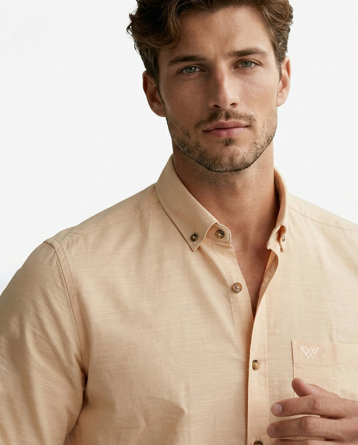 Full-Sleeve Breeze Linen Shirt in Sand Beige