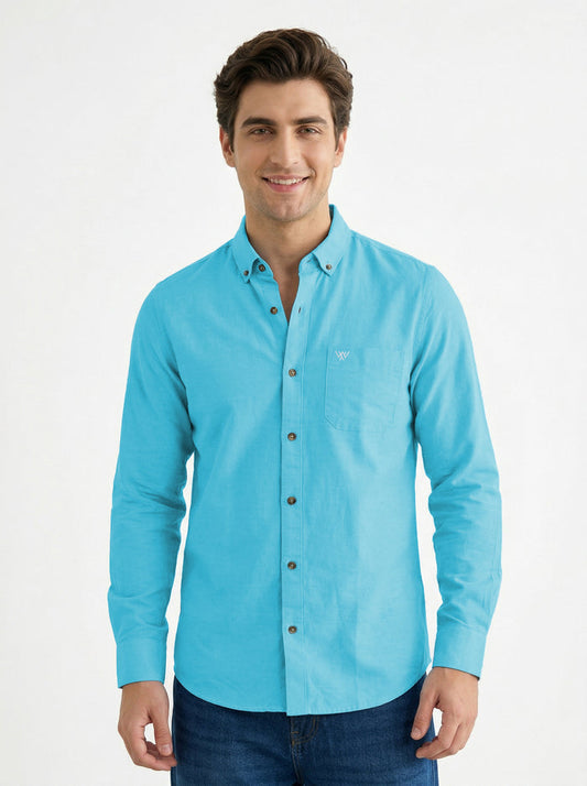 Full-Sleeve Breeze Linen Shirt in Sky Blue