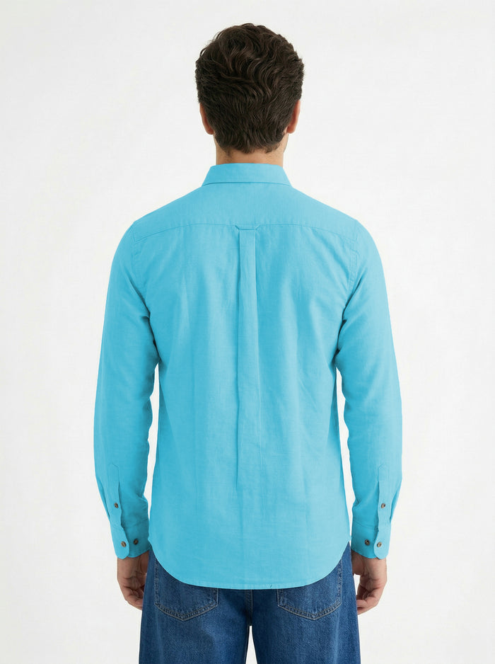 Full-Sleeve Breeze Linen Shirt in Sky Blue