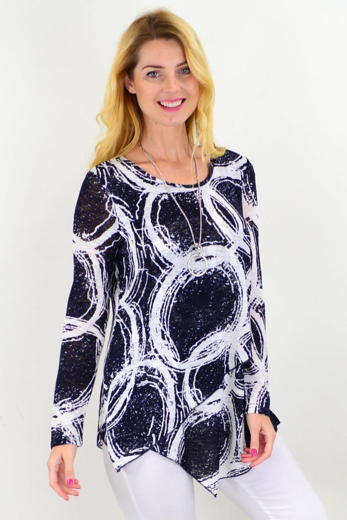 White Galaxy Cross Over Swing Tunic Top by Caroline Morgan, flowing fabric with a stylish crossover design and relaxed fit.