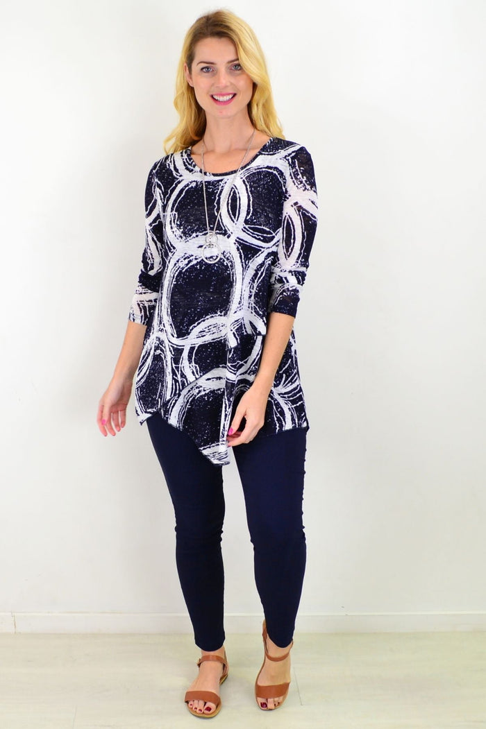 Caroline Morgan Galaxy Cross Over Swing Tunic Top featuring a flowing silhouette and stylish crossover design, perfect for casual wear.