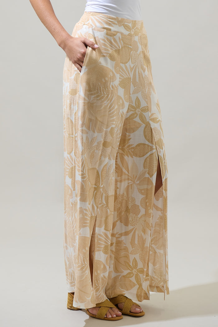 Geneva Floral Wide Leg Split Pants
