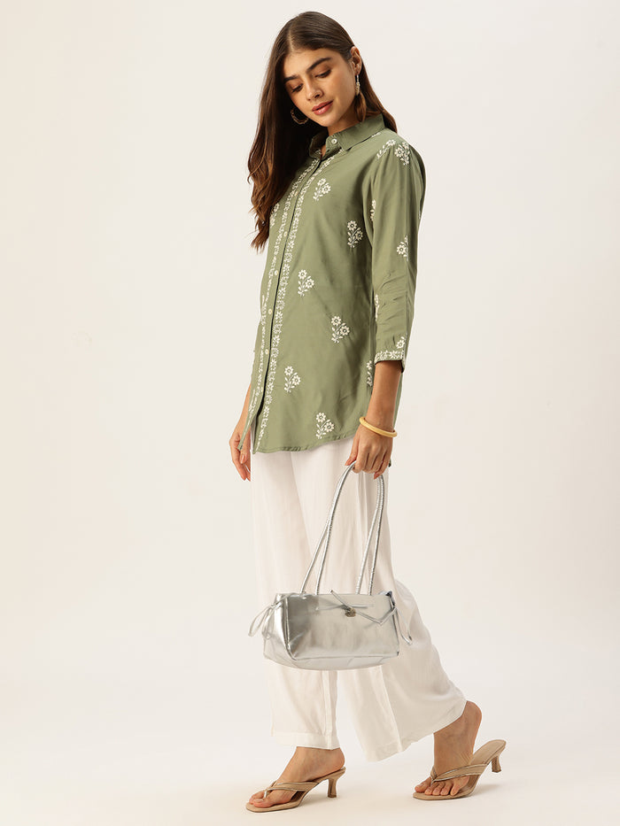 Green Embroidered Tunic