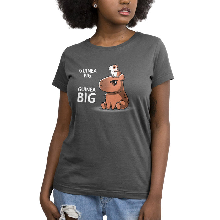 Premium Cotton T-shirt_TeeTurtle charcoal gray Guinea Pig Guinea Big apparel featuring a guinea pig sitting on a capybara’s head.