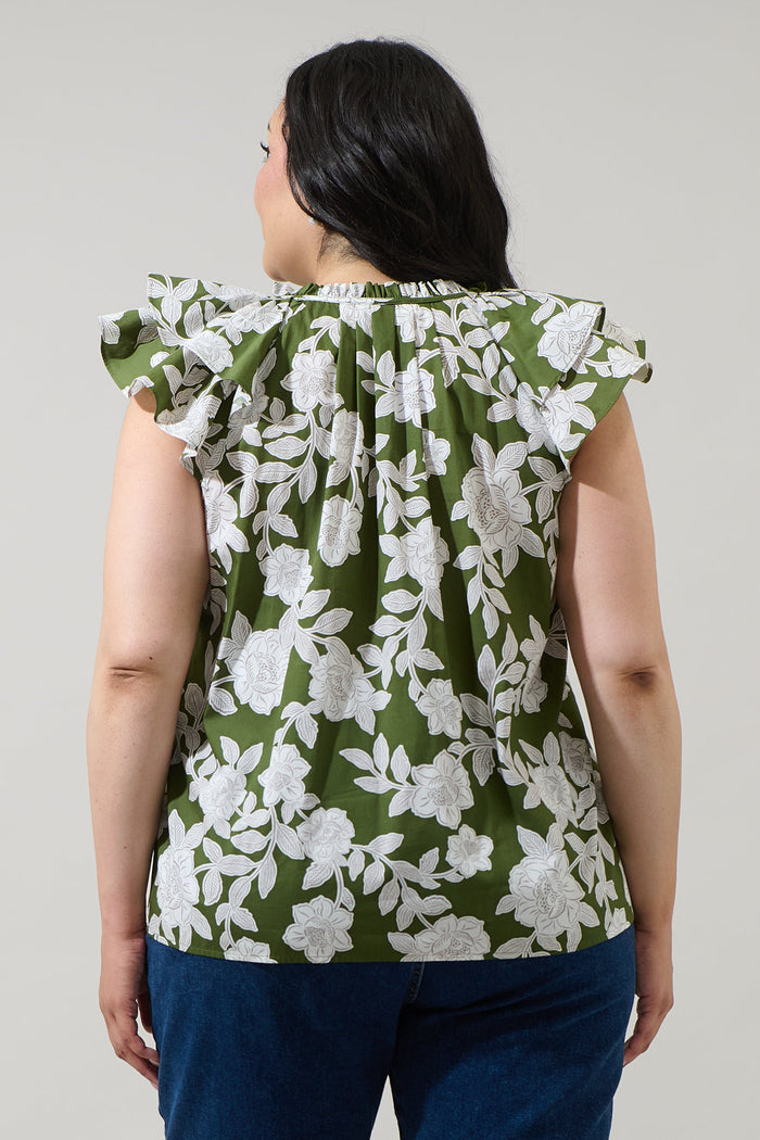 Haizley Floral Siya Ruffle Top Curve