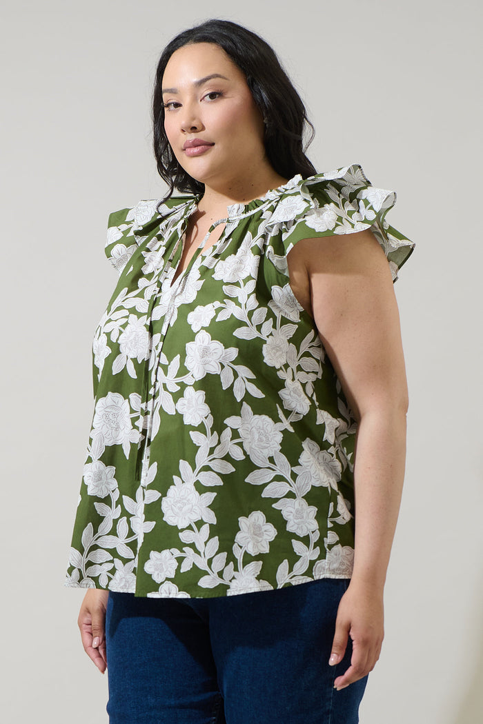 Haizley Floral Siya Ruffle Top Curve