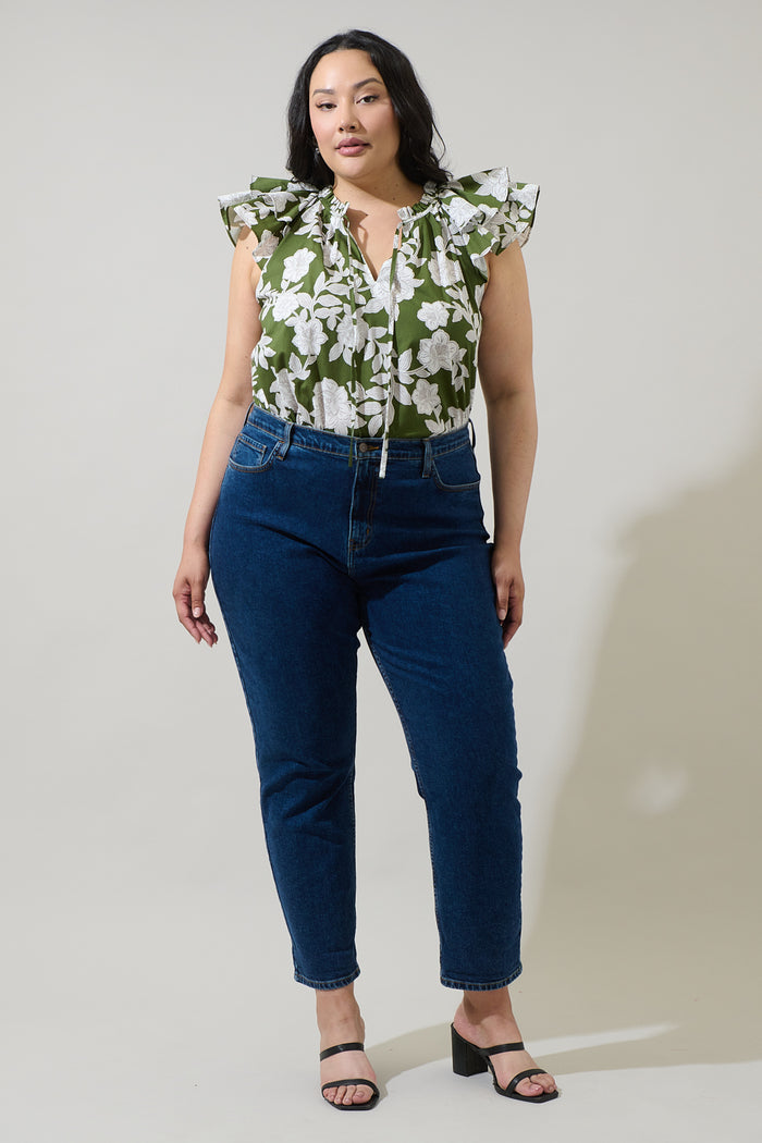 Haizley Floral Siya Ruffle Top Curve