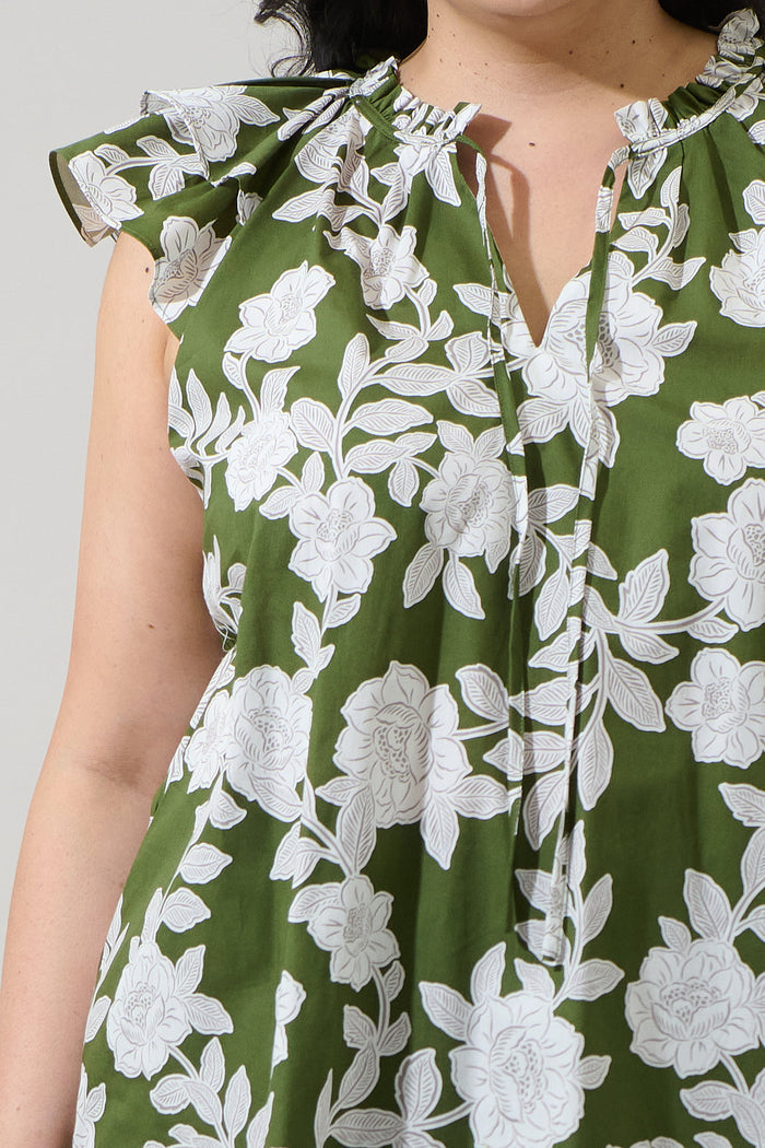 Haizley Floral Siya Ruffle Top Curve