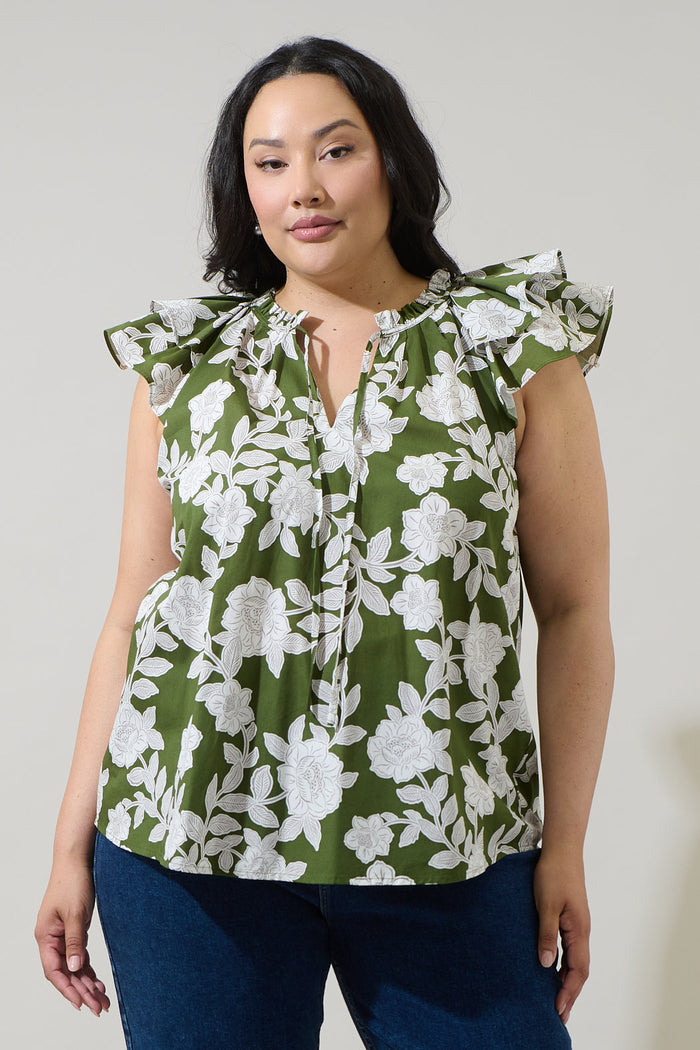 Haizley Floral Siya Ruffle Top Curve