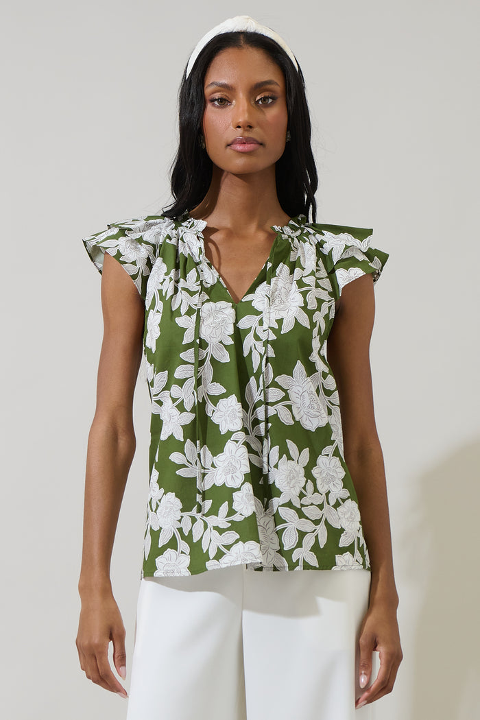 Haizley Floral Siya Ruffle Top