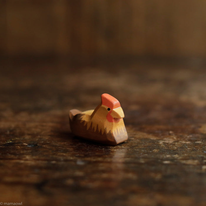 Handcrafted Wooden Brown Hen On Nest