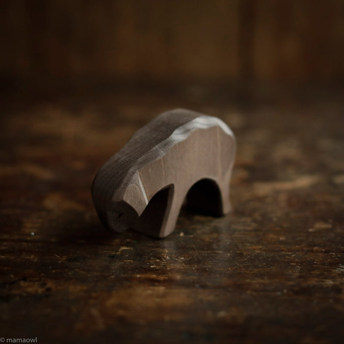 Handcrafted Wooden Brown Sheep Eating