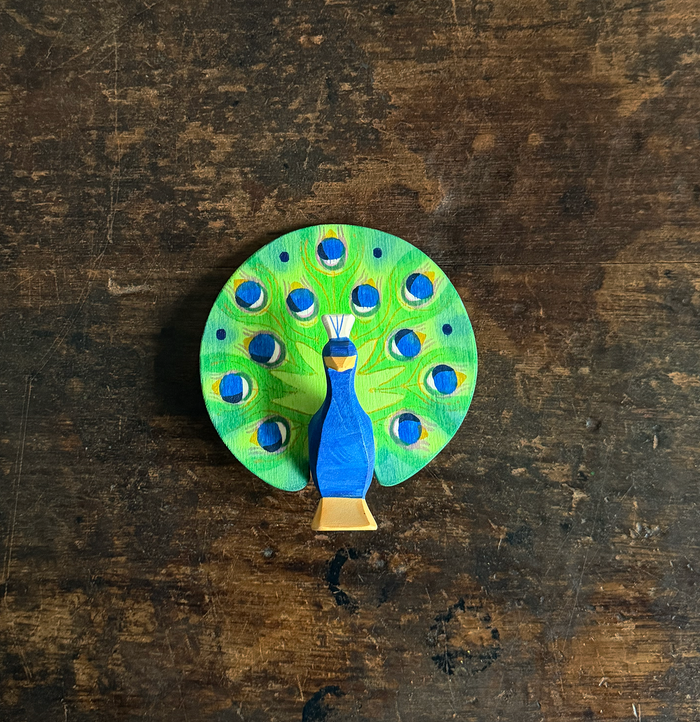 Handcrafted Wooden Open Peacock