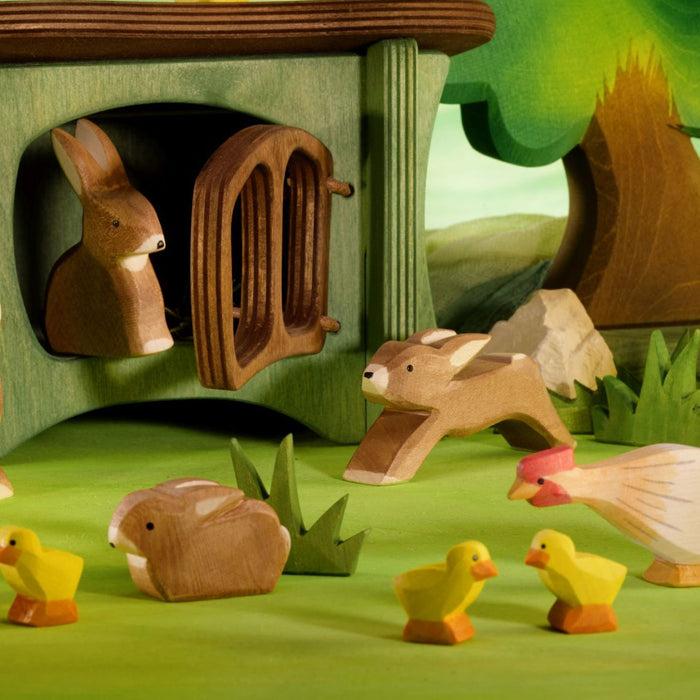 Handcrafted Wooden Running Rabbit