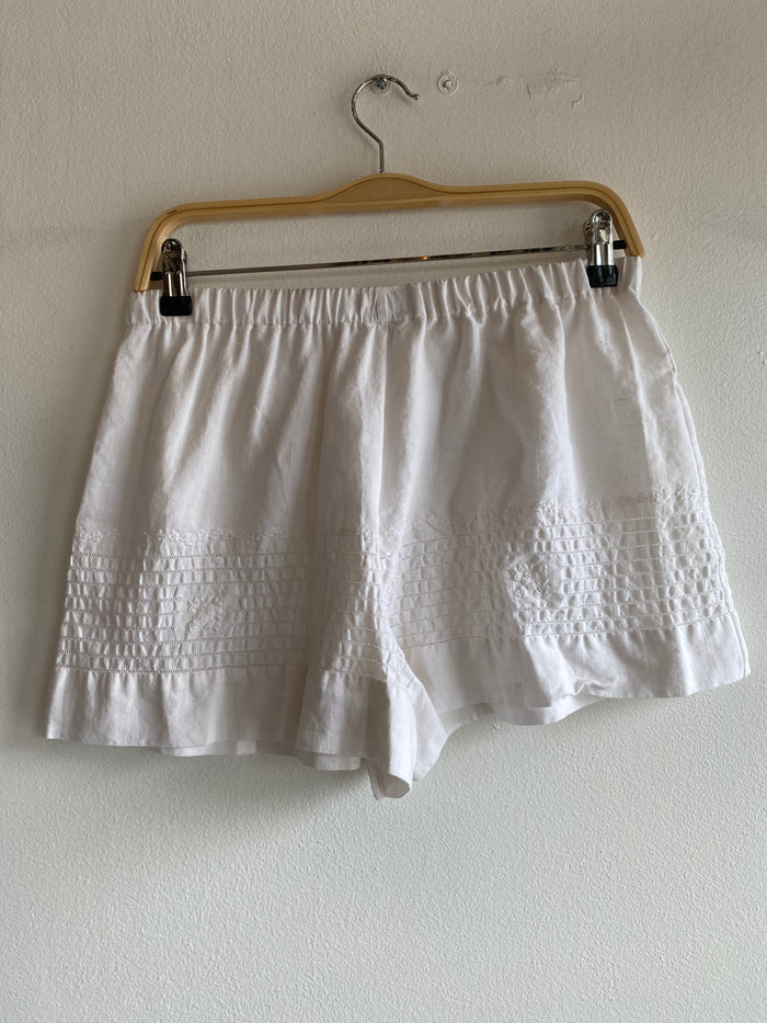 Handmade Vintage Floral Tablecloth White Drawstring  Bloomer Shorts