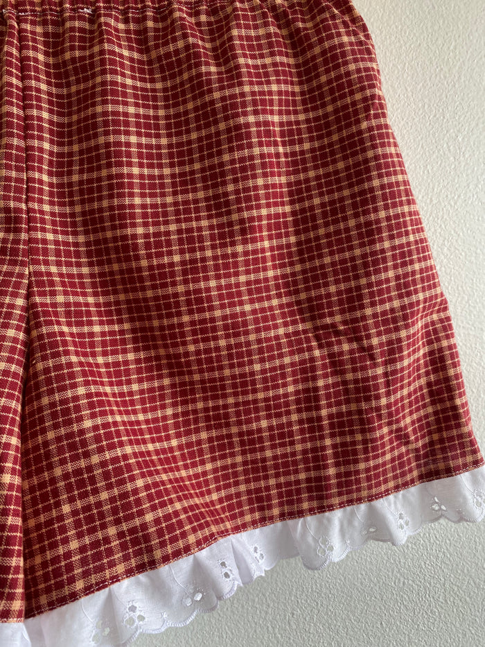 Handmade Vintage Red Plaid / Turkey Breast Feedsack Shorts - La Lovely Vintage