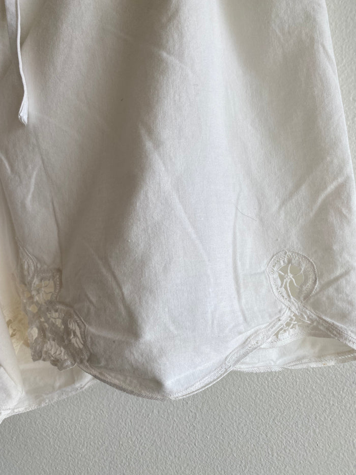Handmade Vintage Tablecloth White Drawstring Bloomer Shorts