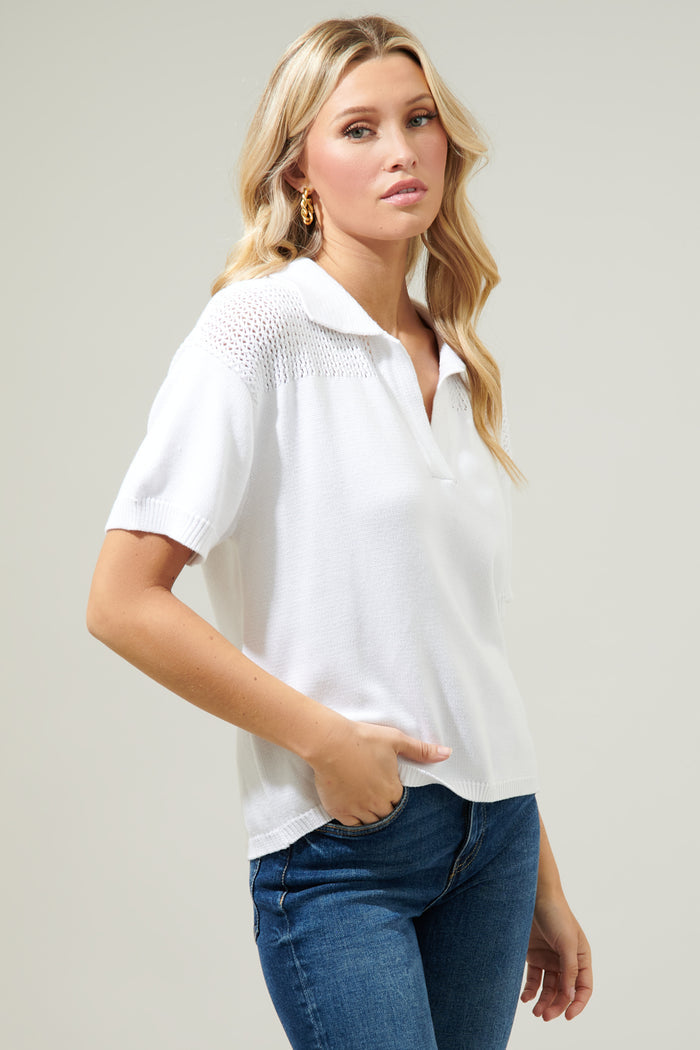 Harrison Short Sleeve Polo Sweater Top