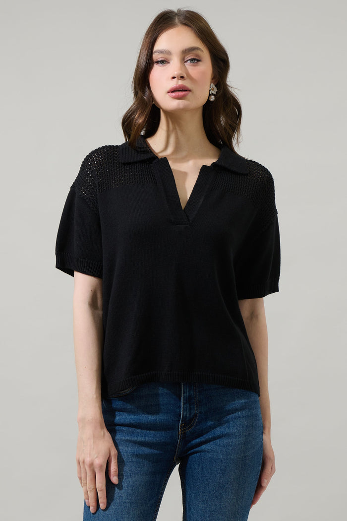 Harrison Short Sleeve Polo Sweater Top