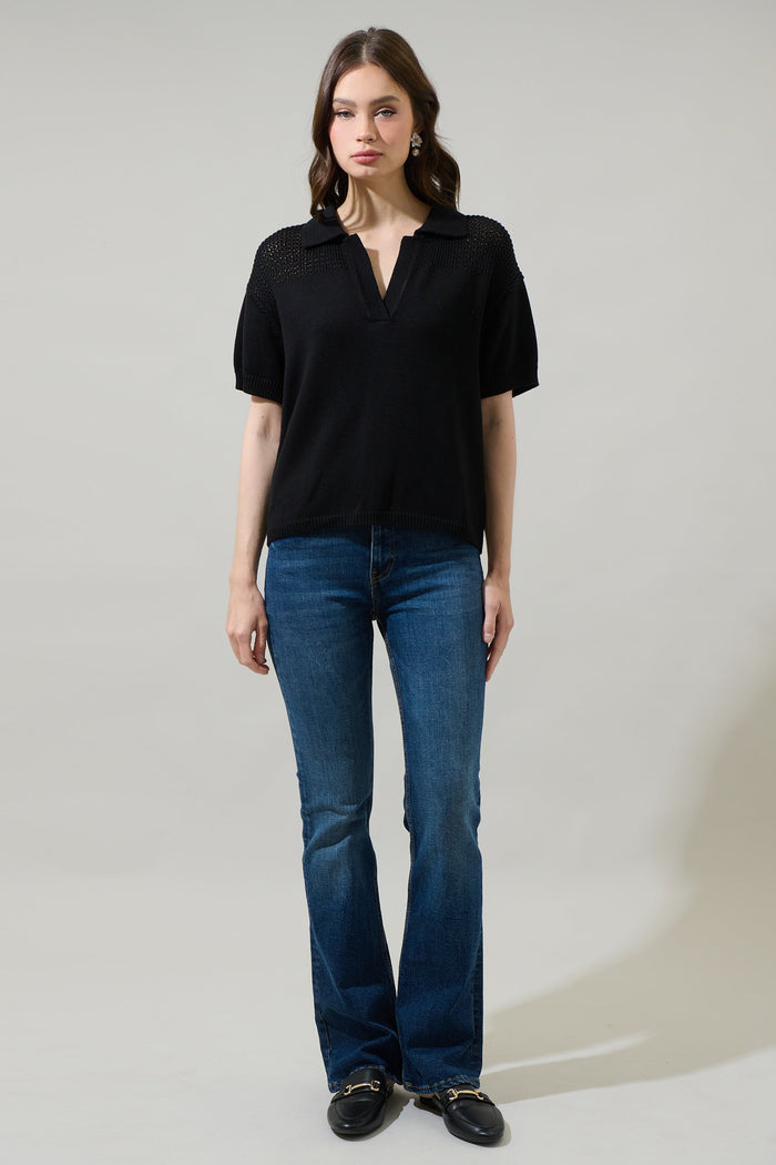 Harrison Short Sleeve Polo Sweater Top