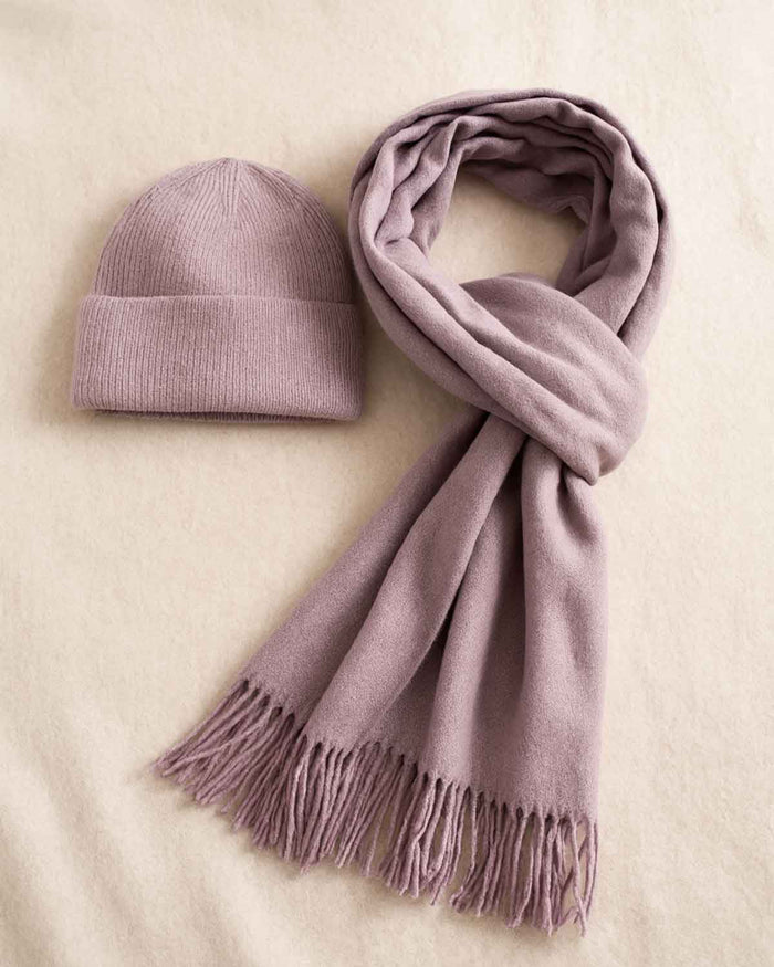 Hat & Oversized Scarf Set - Lilac - The Classic Boutique