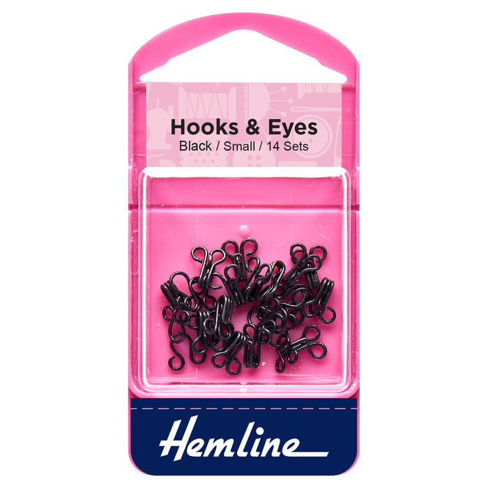 Hemline Hook and Eyes: Black: 14 Sets - Hooks and Eyes