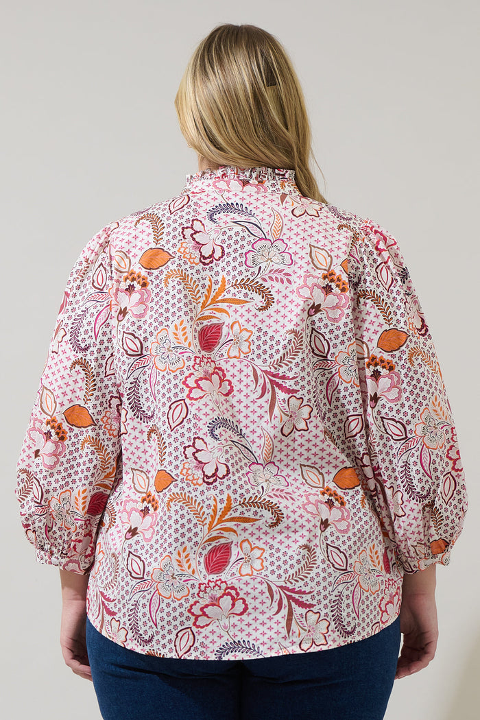 Hendry Floral Ima Button Up Top Curve