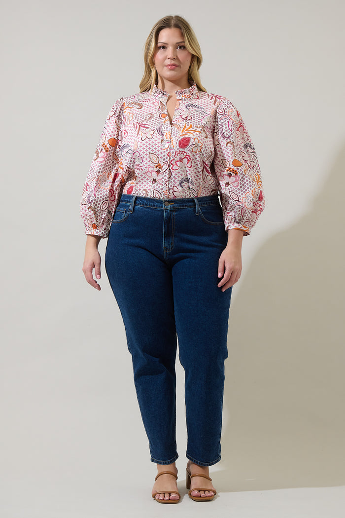 Hendry Floral Ima Button Up Top Curve