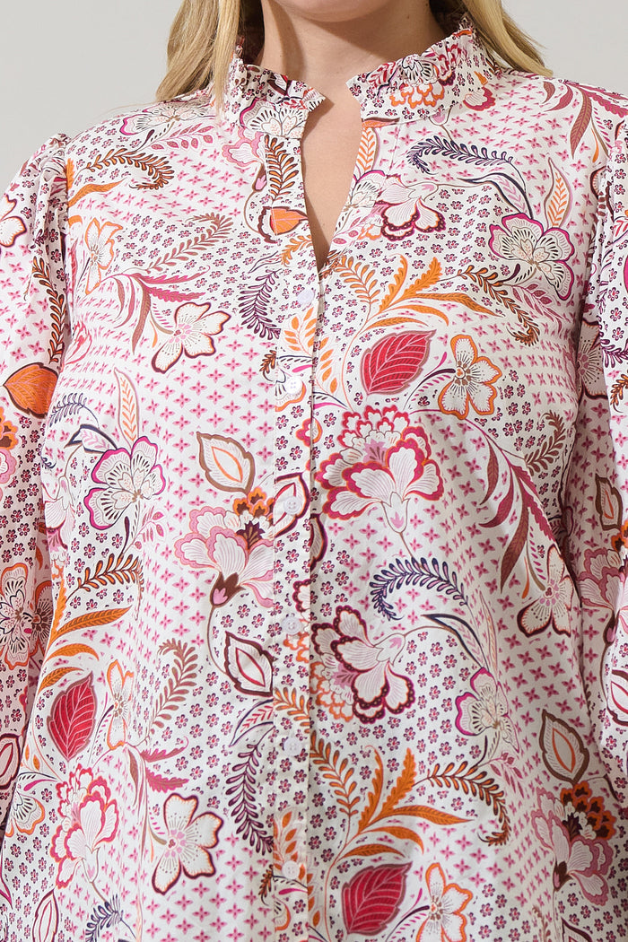 Hendry Floral Ima Button Up Top Curve