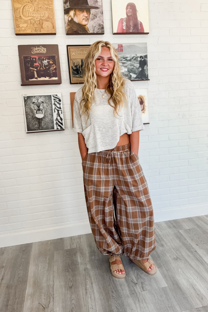 Here For It Plaid Balloon Pants